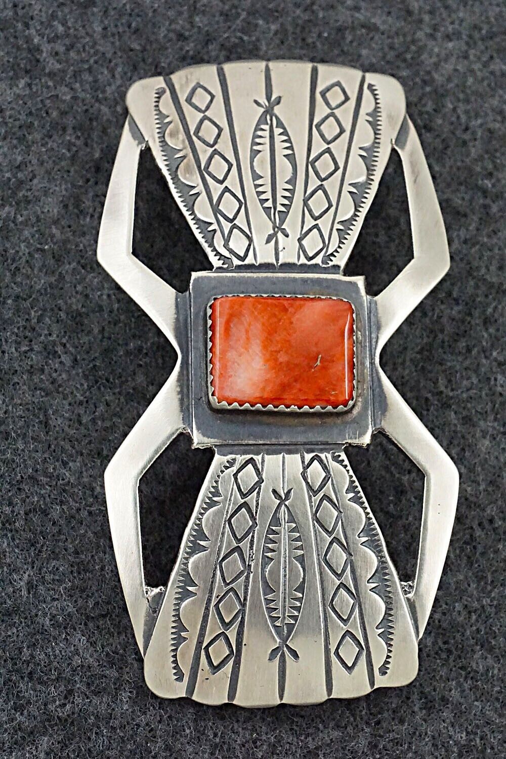 Spiny Oyster & Sterling Silver Hair Barrette - Martha Cayatineto