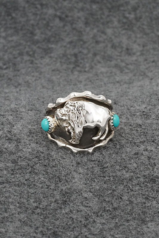 Turquoise & Sterling Silver Ring - Genevieve Francisco - Size 10.75