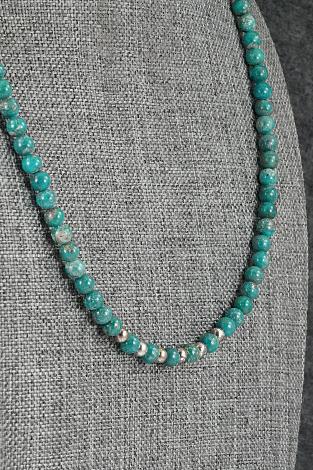 Turquoise & Sterling Silver Necklace 18" - Doreen Jake