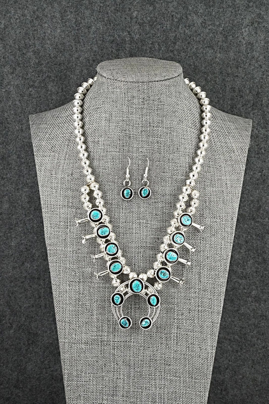 Turquoise & Sterling Silver Squash Blossom Set - Phil Garcia