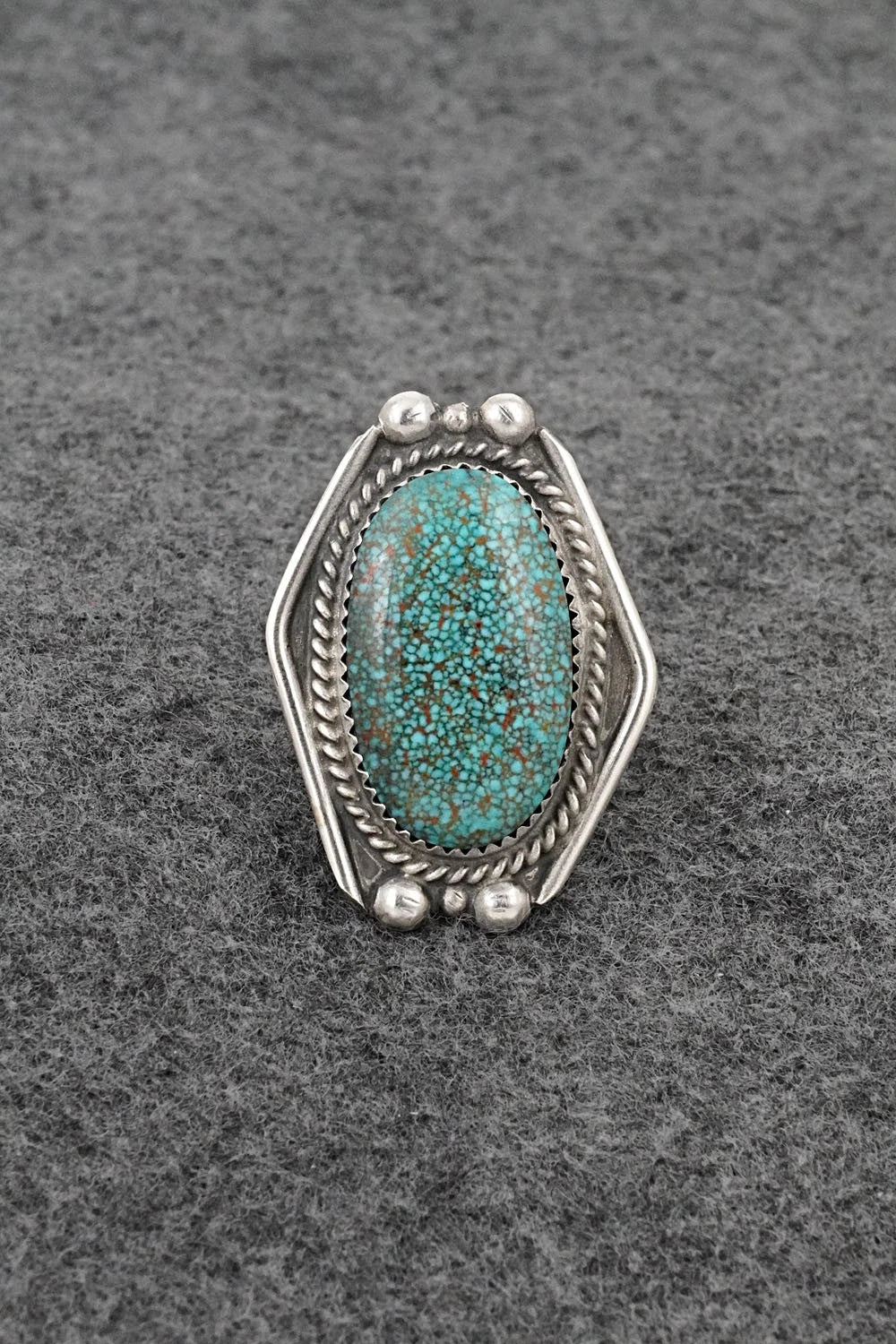 Turquoise & Sterling Silver Ring - Leslie Nez - Size 6