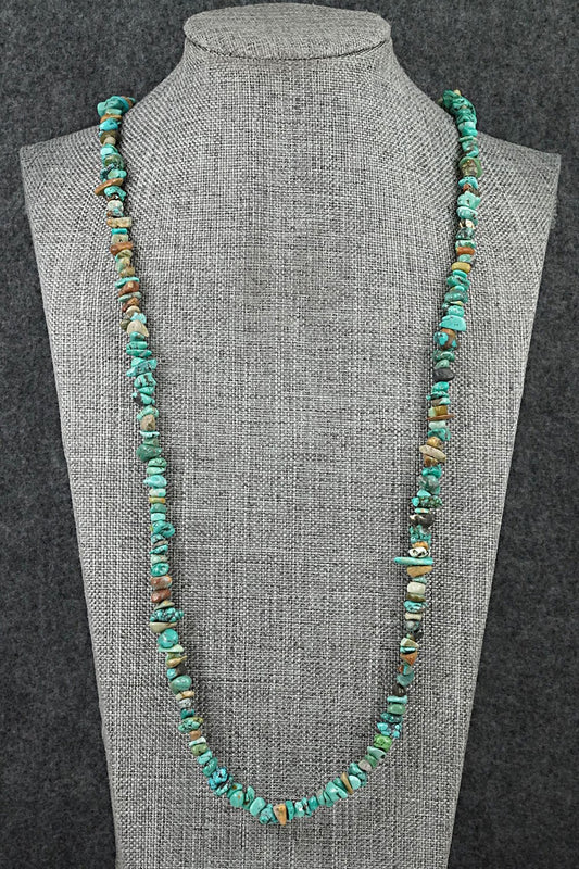 Turquoise & Sterling Silver Necklace 38" - Doreen Jake