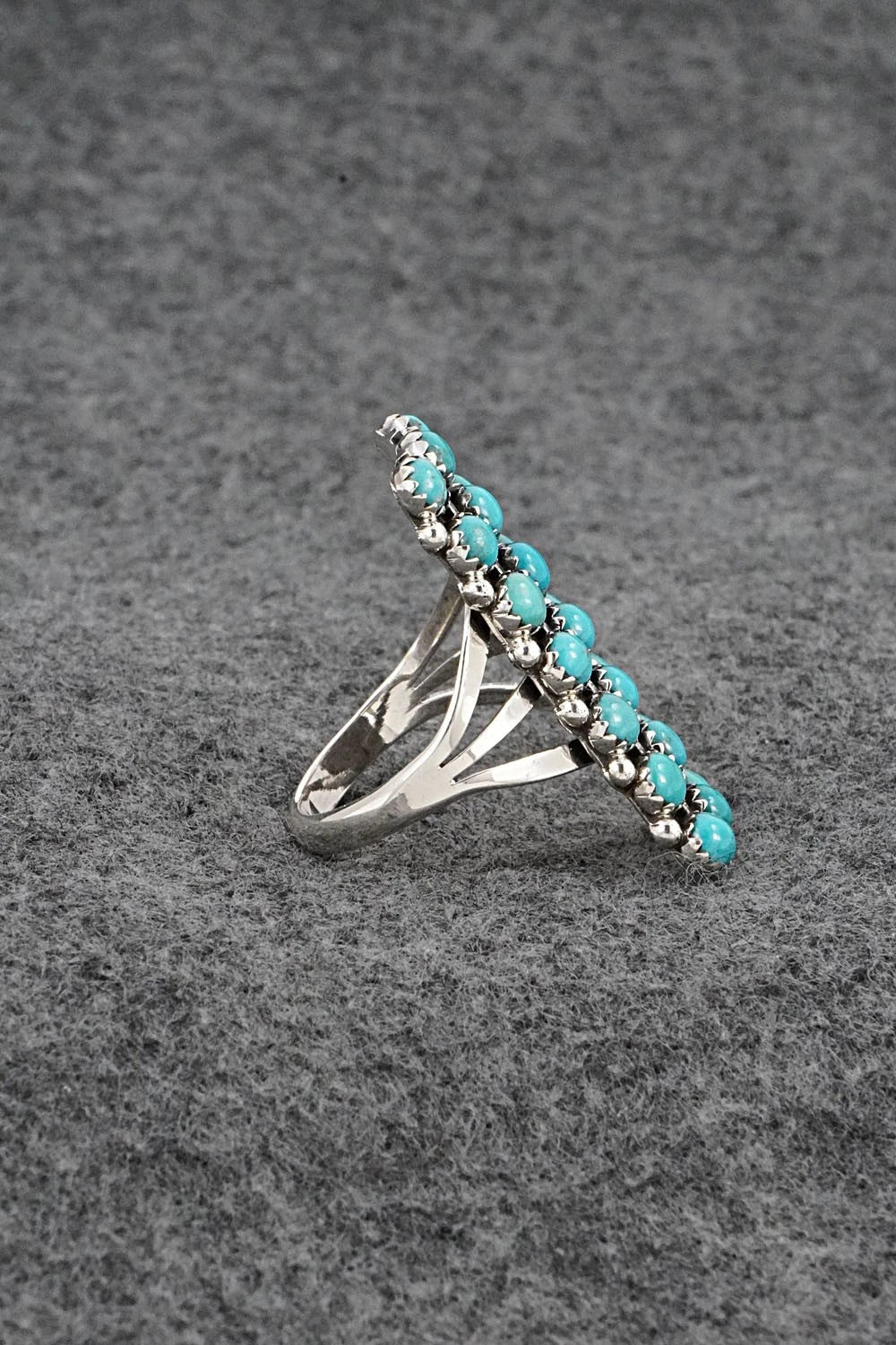 Turquoise & Sterling Silver Ring - Kenny Lonjose - Size 9