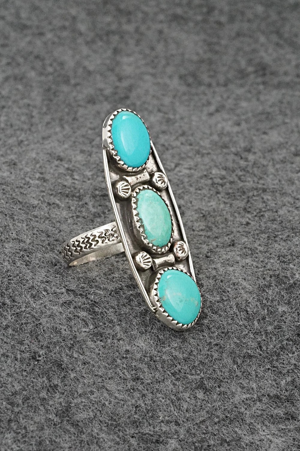 Turquoise & Sterling Silver Ring - Priscilla Reeder - Size 9.5