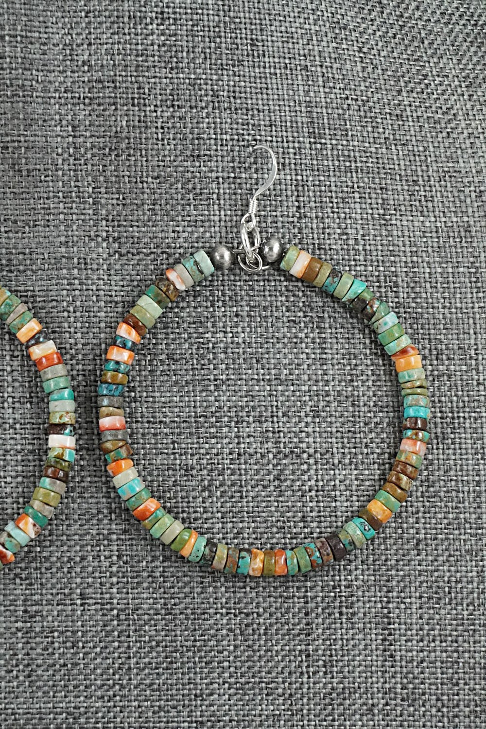 Turquoise, Spiny Oyster & Sterling Silver Earrings - Doreen Jake