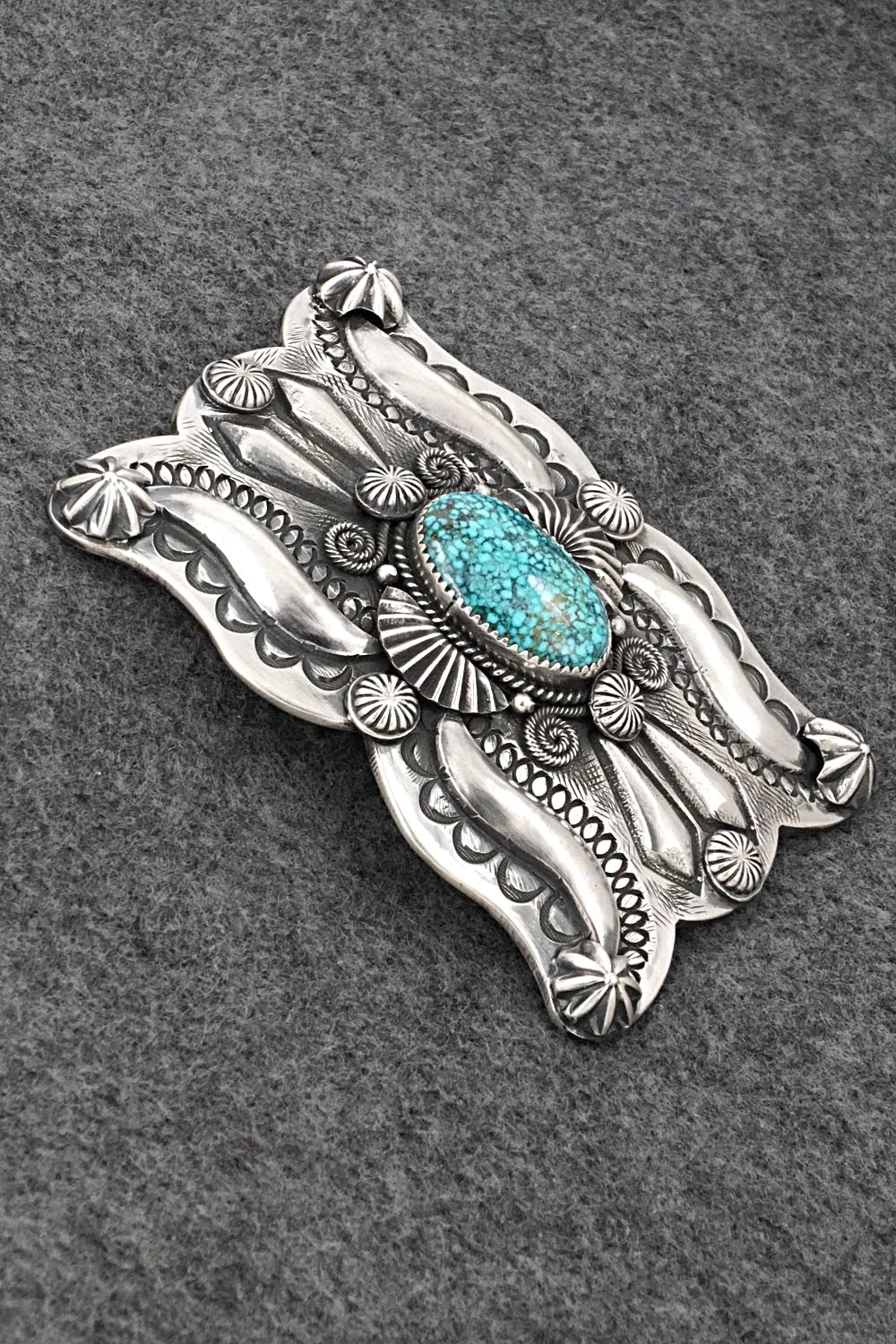 Turquoise & Sterling Silver Belt Buckle - Delbert Gordon