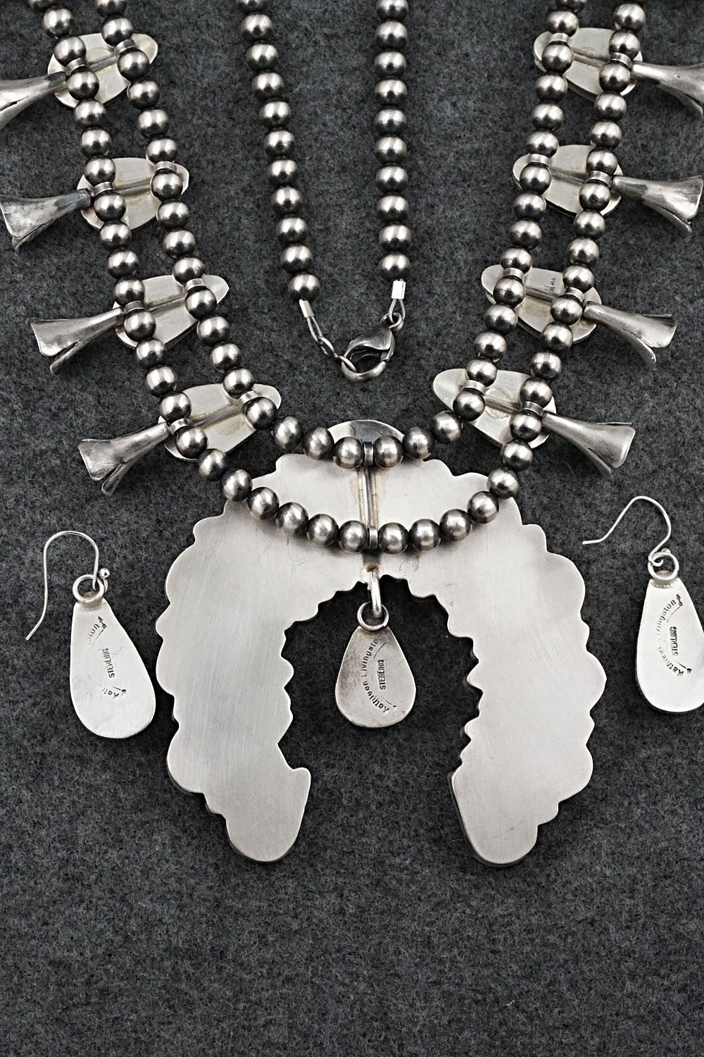 Spiny Oyster & Sterling Silver Squash Blossom Set - Kathleen Livingston