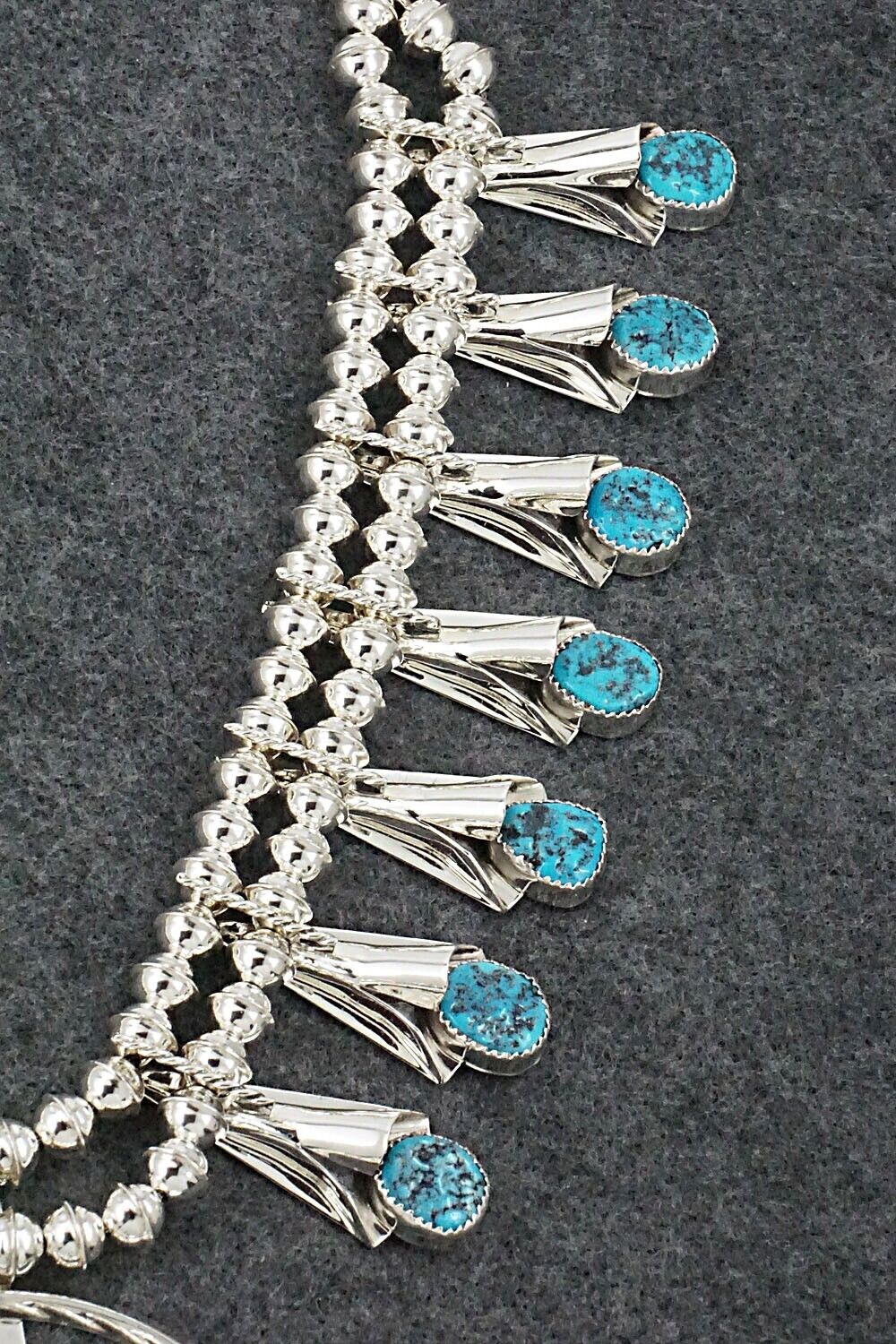 Turquoise & Sterling Silver Squash Blossom Set - Louise Yazzie