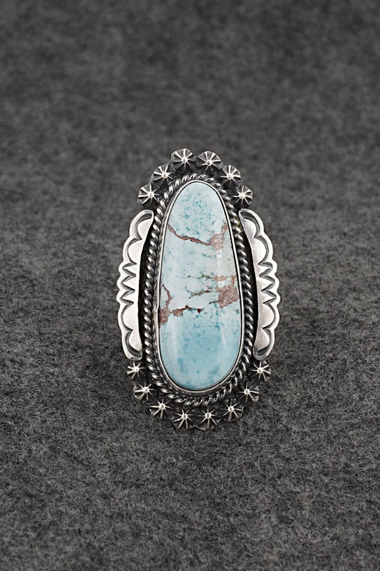 Turquoise & Sterling Silver Ring - Raymond Delgarito - Size 9.5