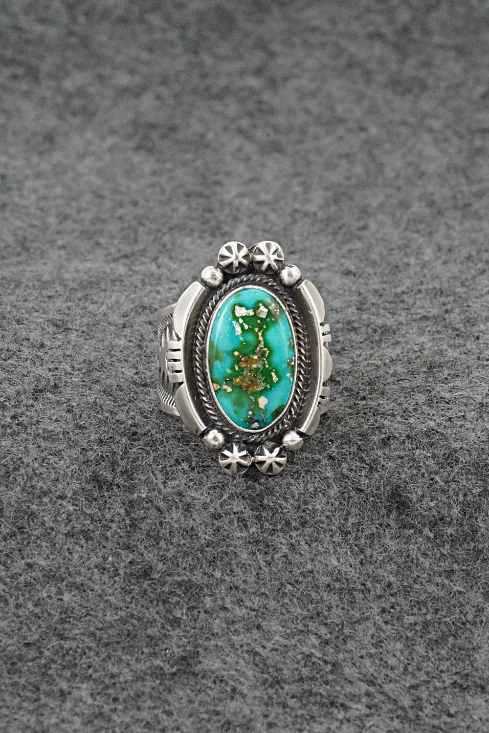 Turquoise & Sterling Silver Ring - Samuel Yellowhair - Size 7.5