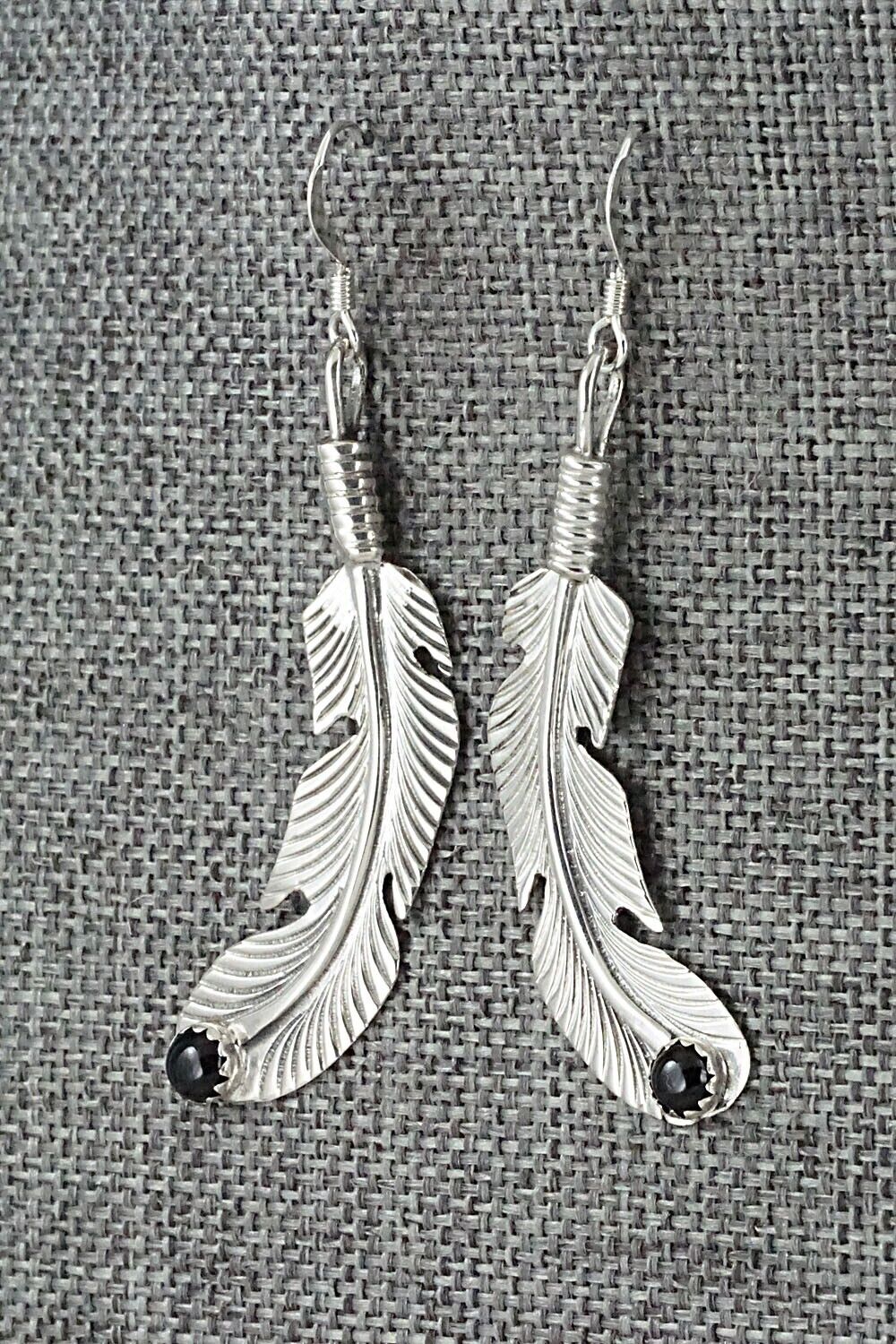 Onyx & Sterling Silver Earrings - Louise Yazzie