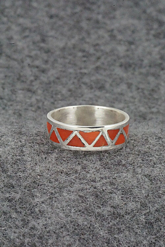 Coral & Sterling Silver Ring -Tina Haloo - Size 7.5