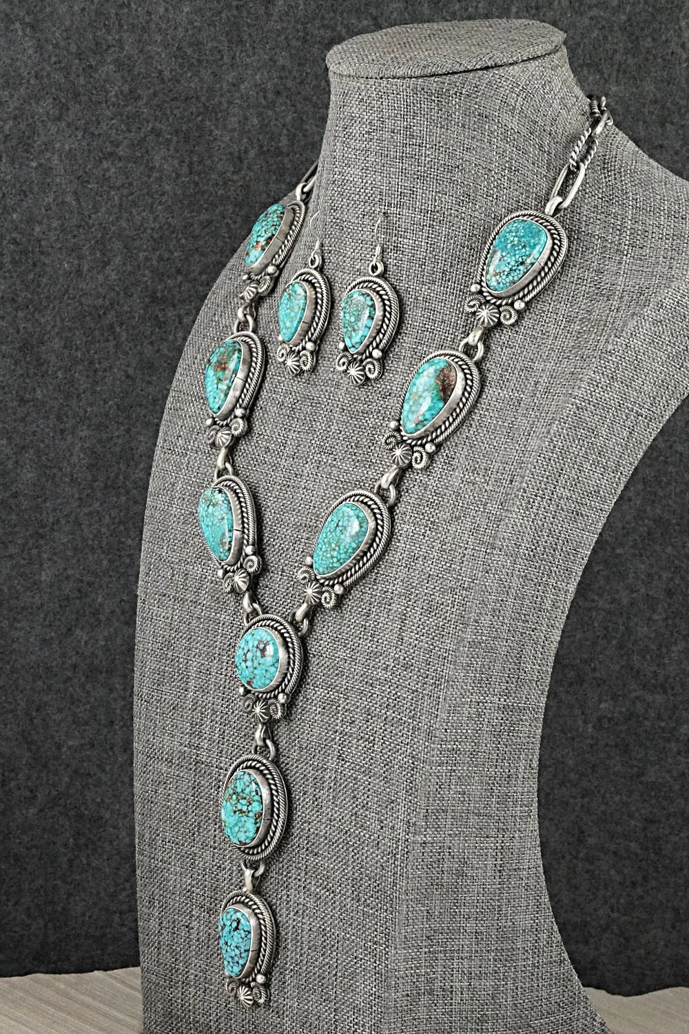 Turquoise & Sterling Silver Necklace and Earrings Set - Rosita Calladitto