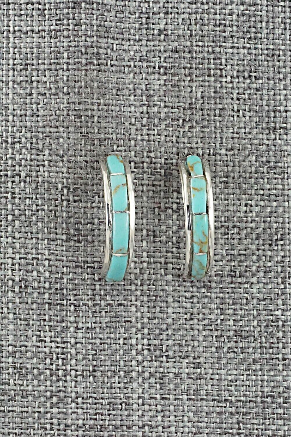Turquoise & Sterling Silver Hoop Earrings - Alton Tom