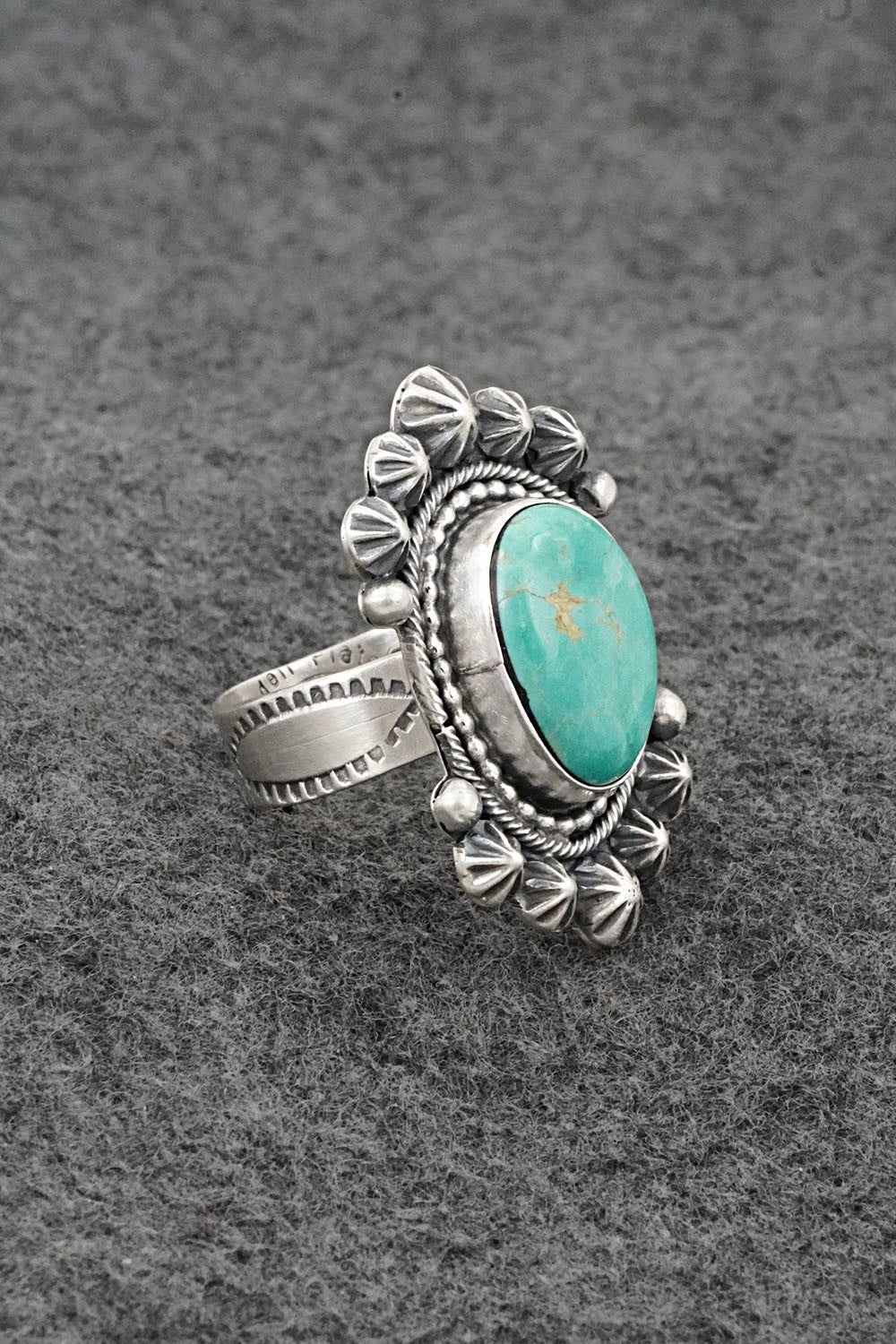 Turquoise & Sterling Silver Ring - Cordell Platero - Size Adjustable