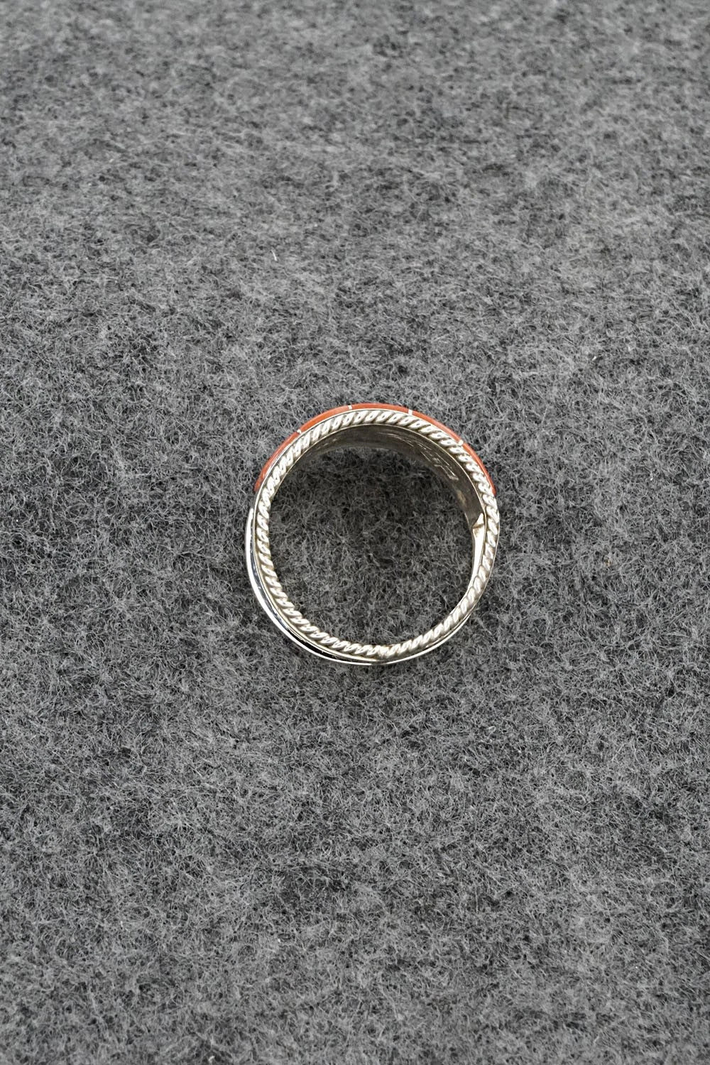 Coral and Sterling Silver Ring - Bruce Johnson - Size 8.25