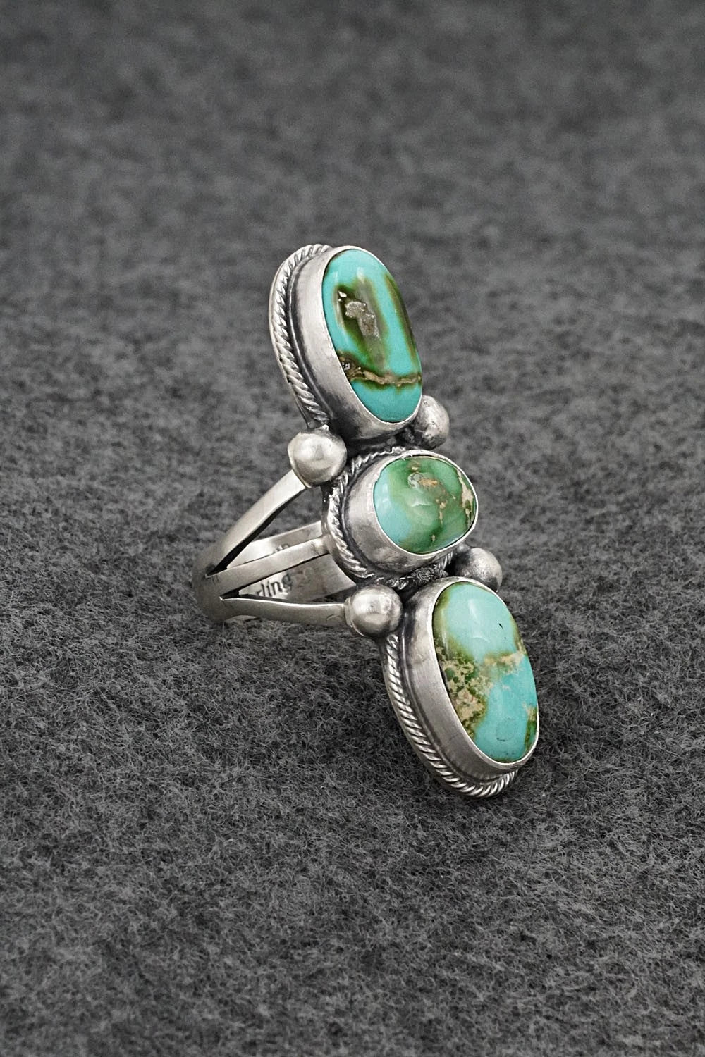 Turquoise & Sterling Silver Ring - Bobby Johnson - Size 7.5