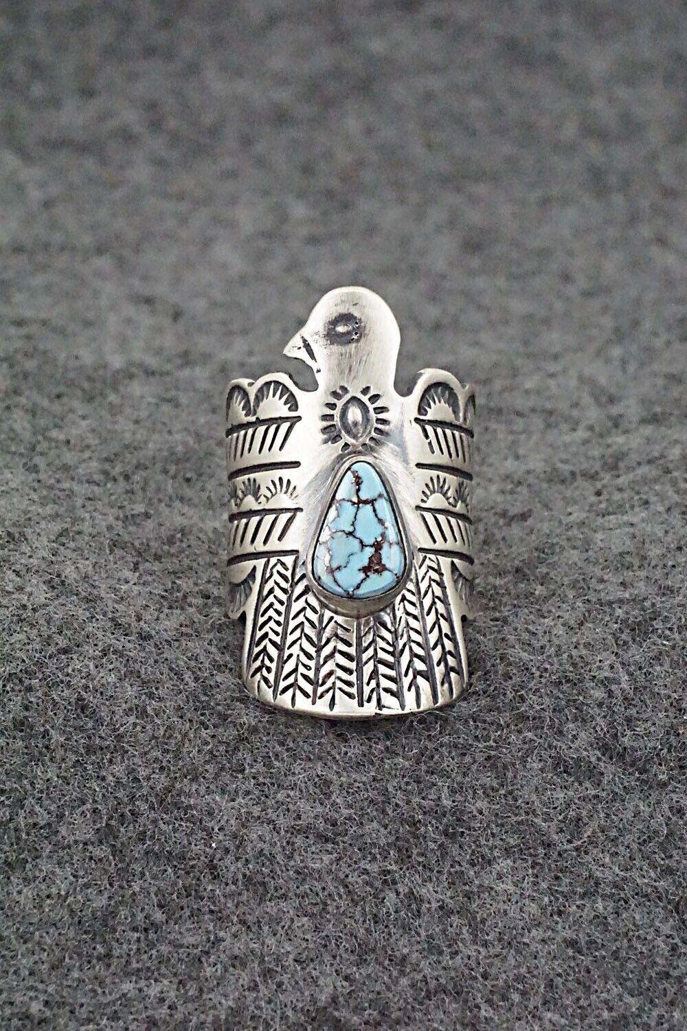 Turquoise and Sterling Silver Ring - Raymond Coriz - Size 6.5