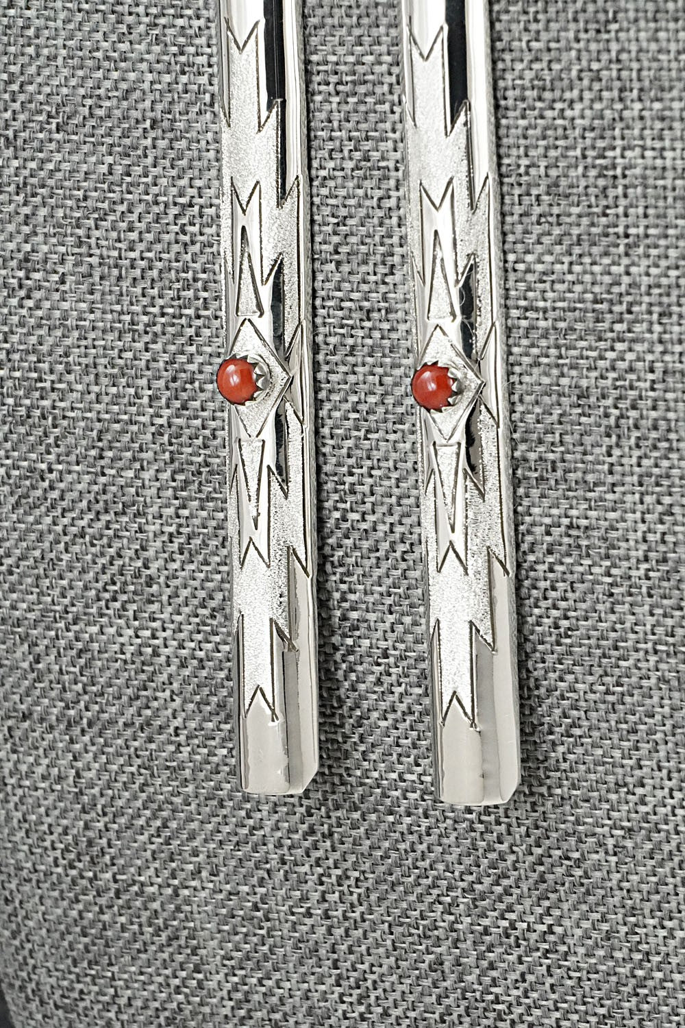 Coral & Sterling Silver Earrings - Zane Tahe