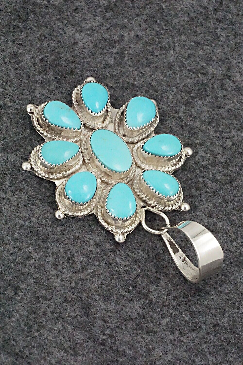 Turquoise & Sterling Silver Pendant - Kenny Calavaza