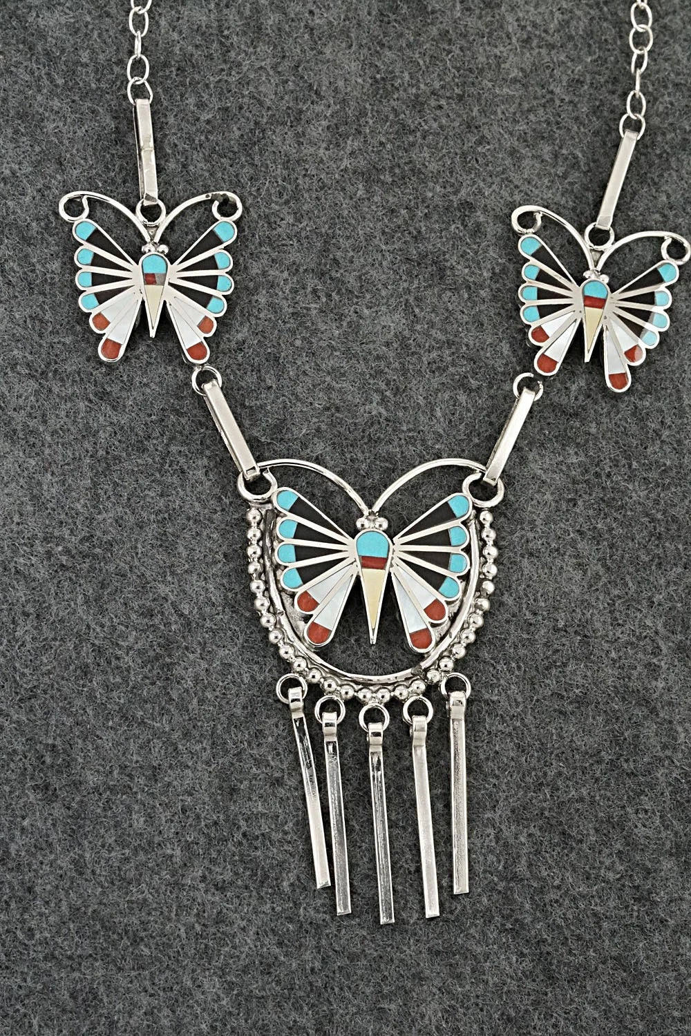 Multi-Stone & Sterling Silver Inlay Necklace Set - Adrian Wallace