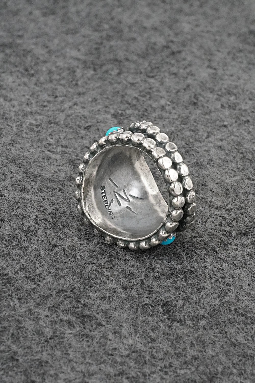 Turquoise & Sterling Silver Ring - Kenny Lonjose - Size 7.5