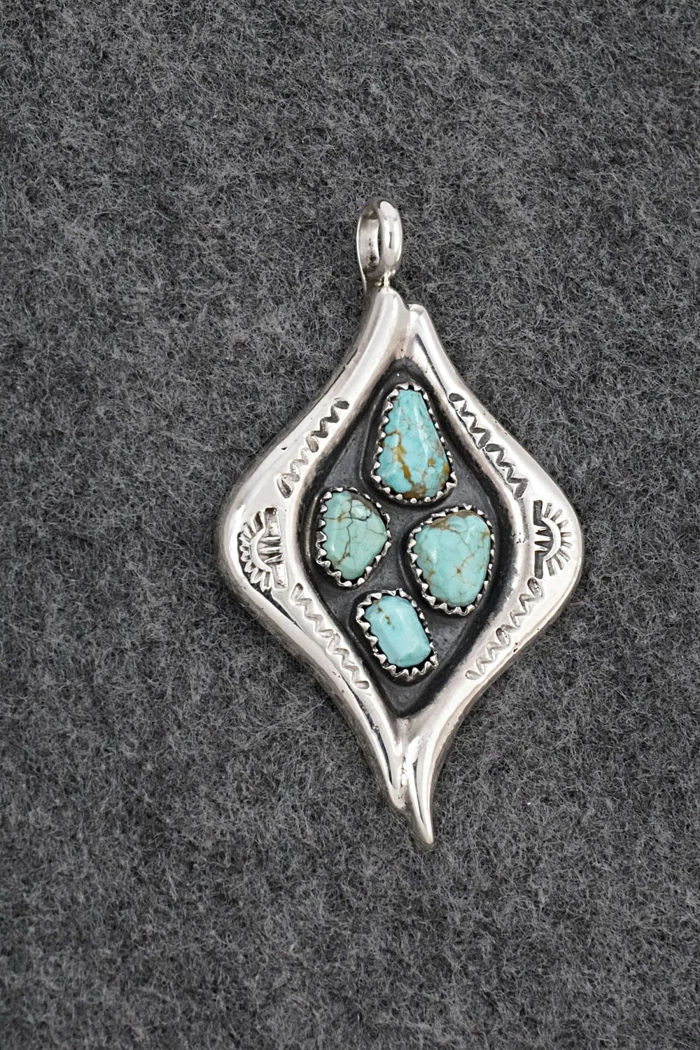 Turquoise & Sterling Silver Pendant - Wilbur Iule