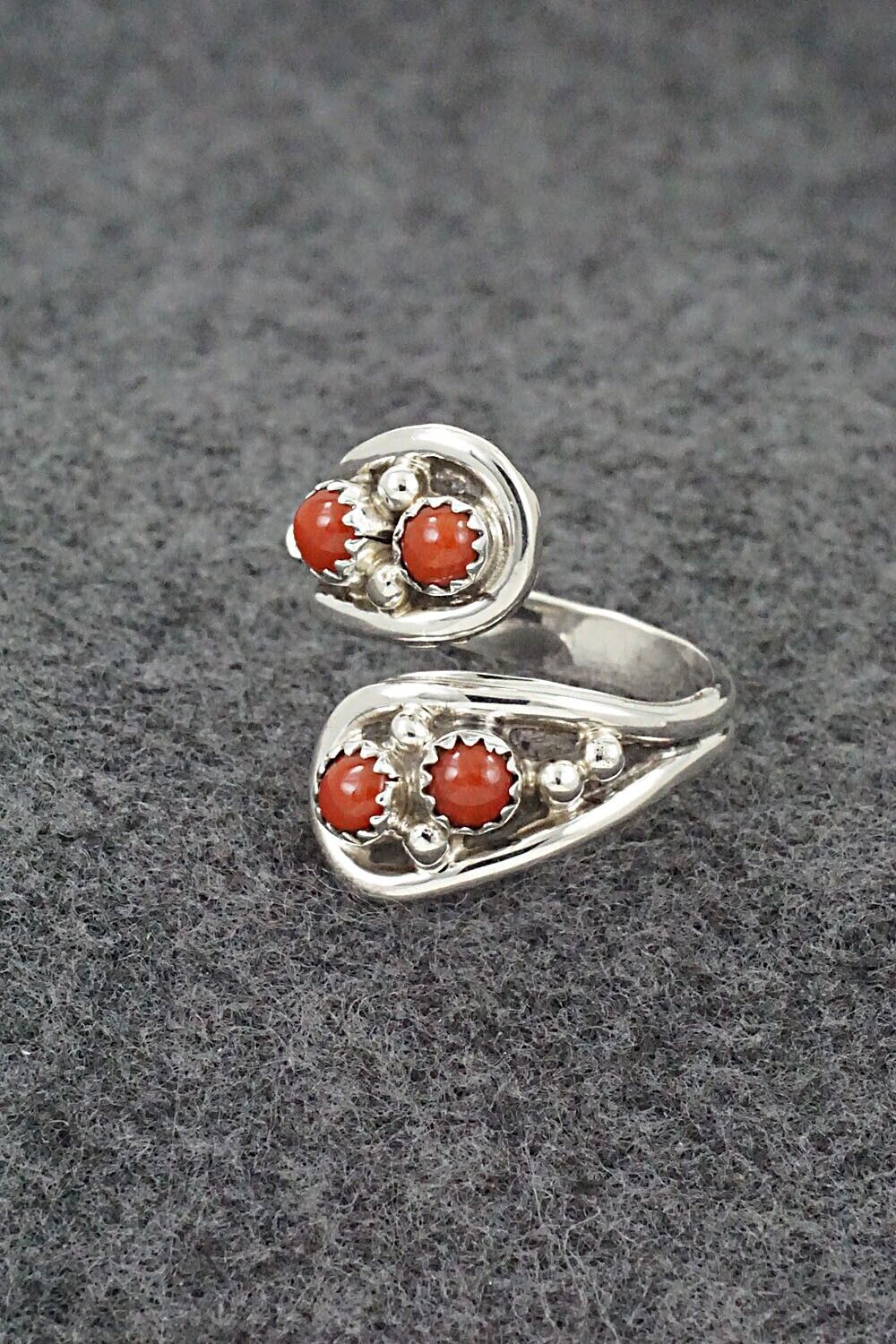 Coral & Sterling Silver Ring - Annette Chiquito - Size 10