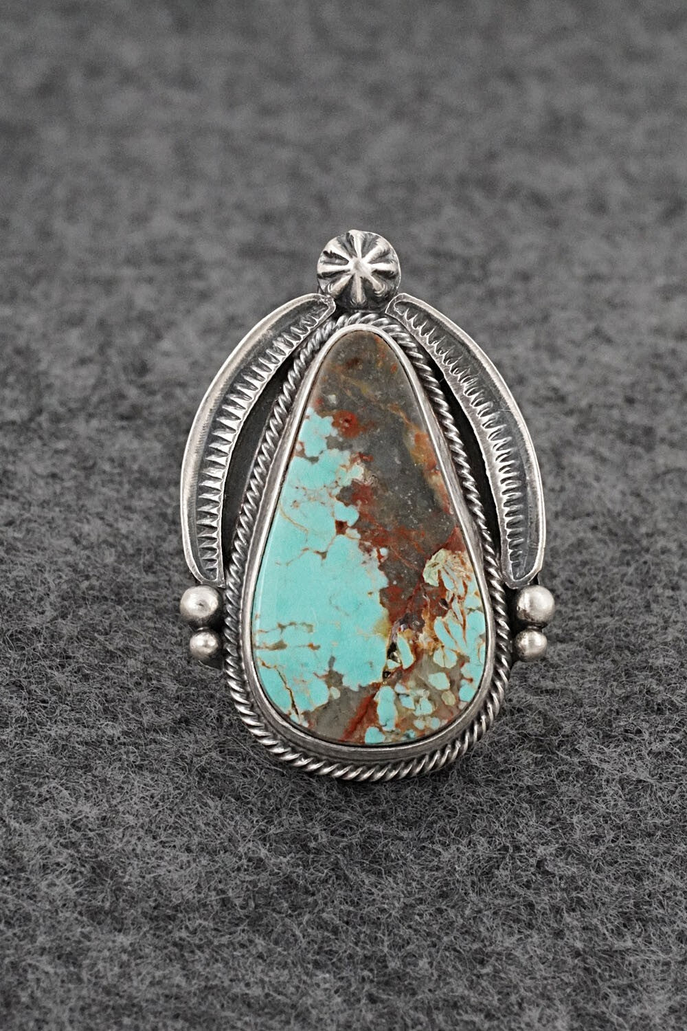 Turquoise & Sterling Silver Ring - Randy Billy - Size 8.5