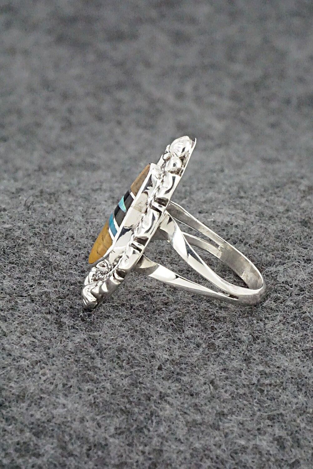 Multi-Stone & Sterling Silver Inlay Ring - James Manygoats - Size 6.25