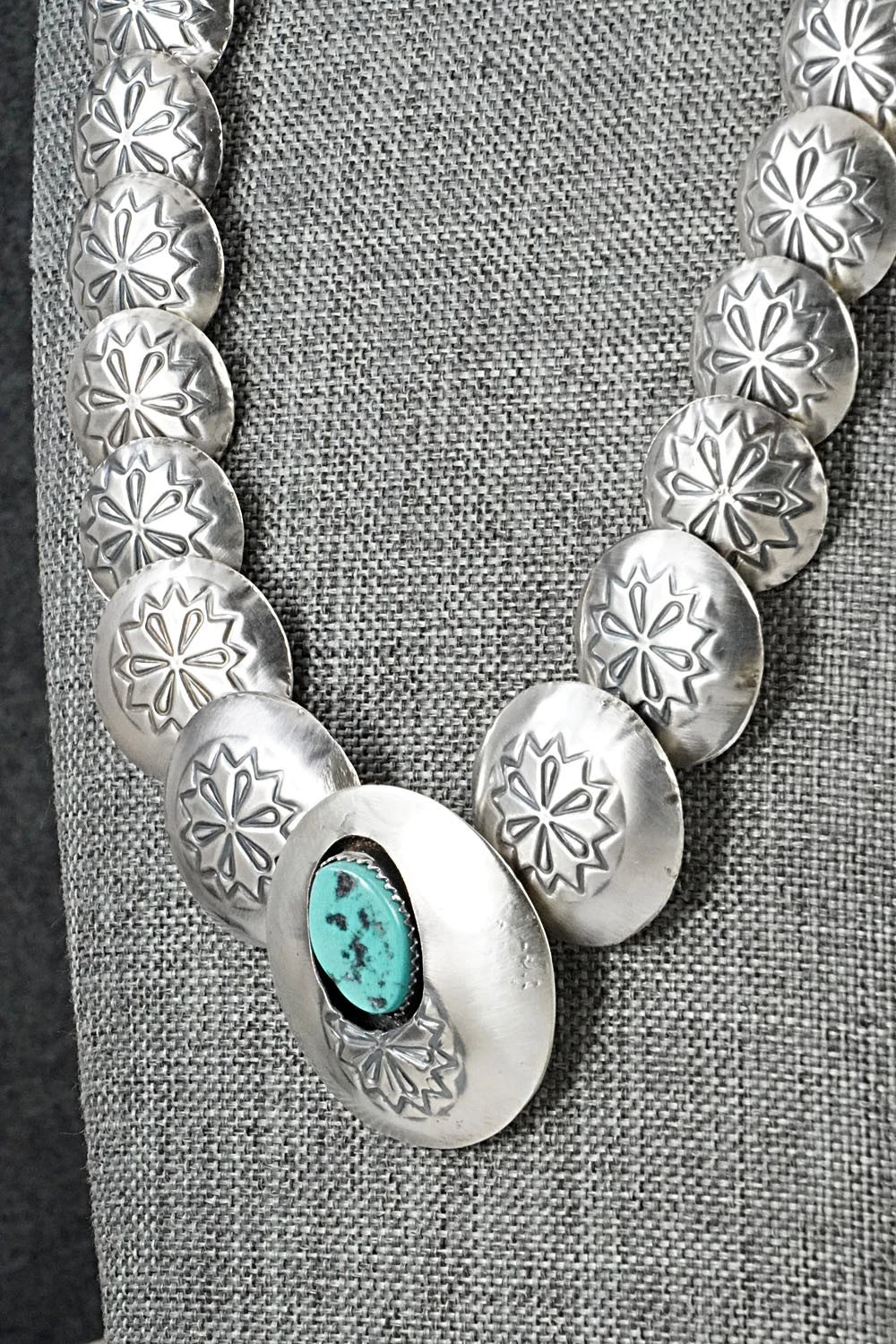Turquoise & Sterling Silver Necklace and Earrings Set - Tim Thompson