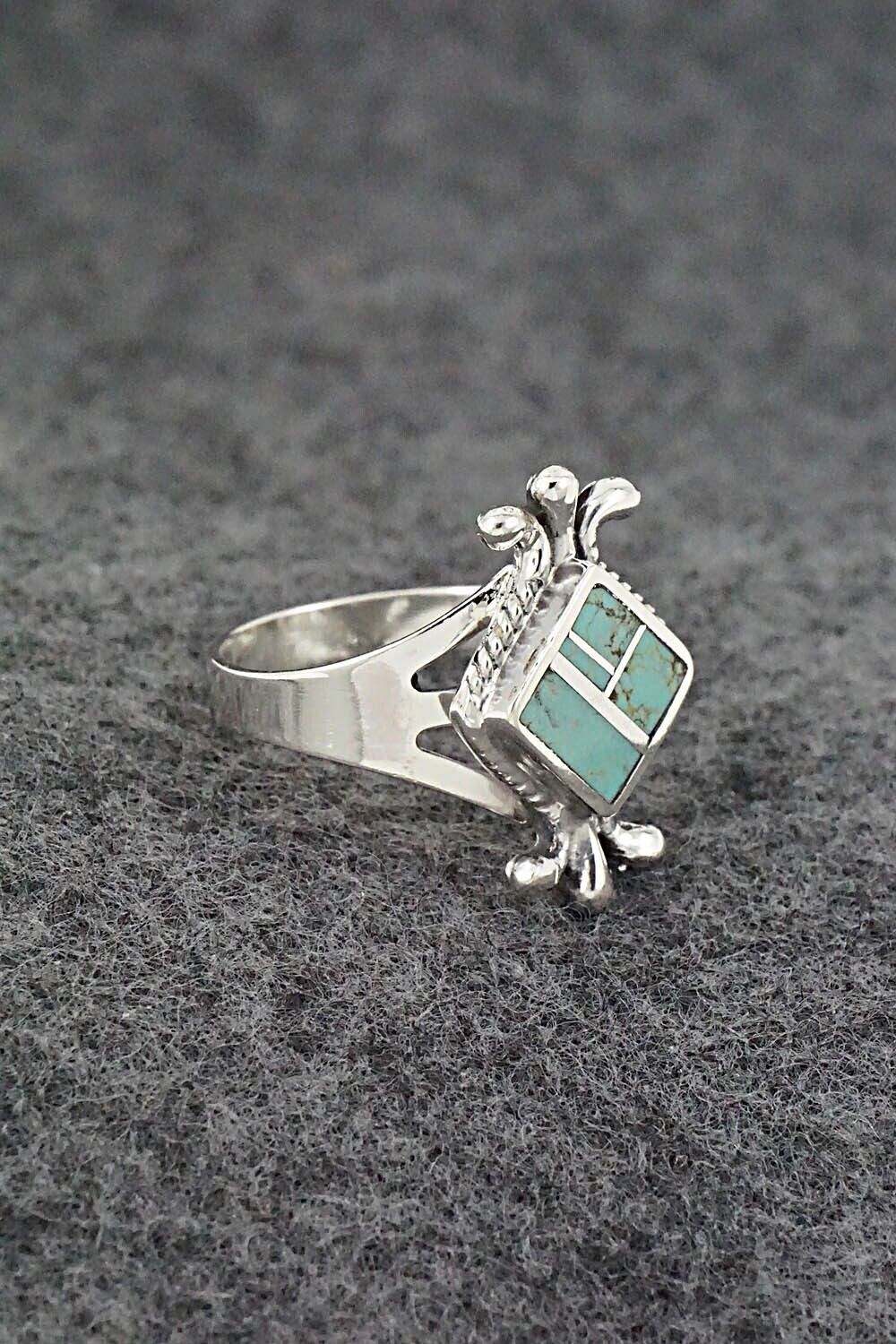 Turquoise & Sterling Silver Inlay Ring - James Manygoats - Size 7