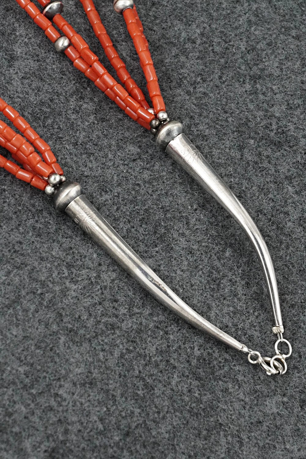 Coral, Turquoise & Sterling Silver Necklace