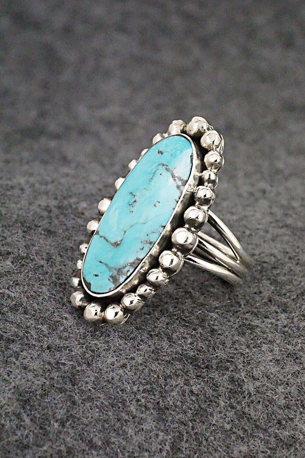 Turquoise & Sterling Silver Ring - Clarence Long - Size 5.5