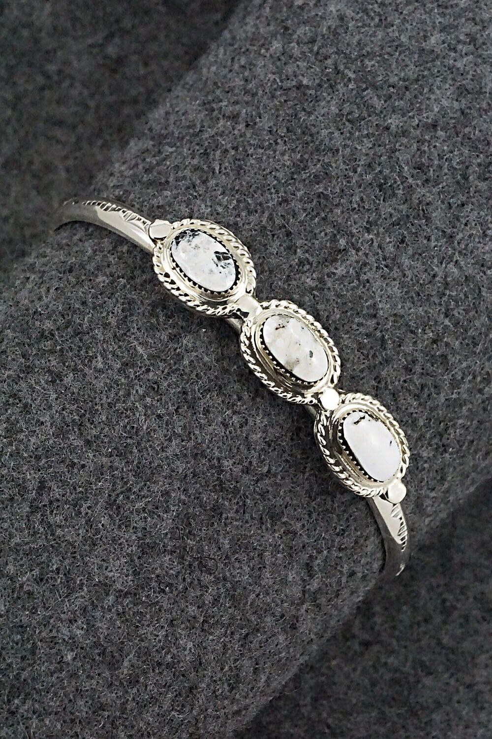 White Buffalo & Sterling Silver Bracelet - Elaine Tahe & Gilbert Smith