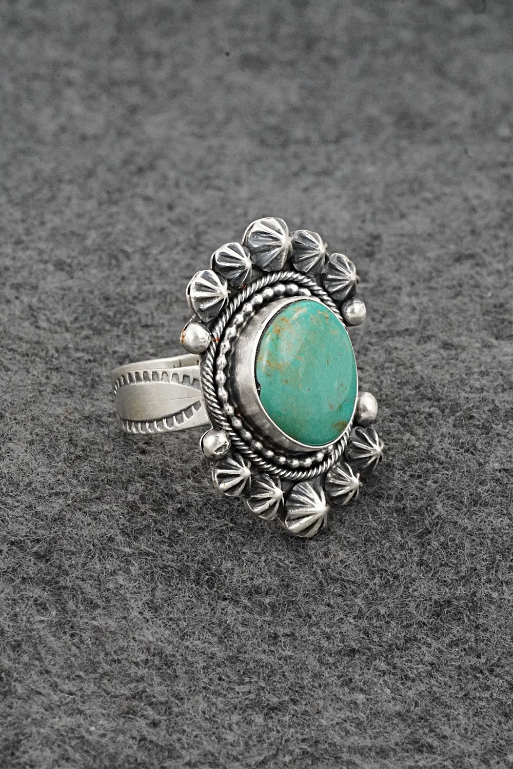 Turquoise & Sterling Silver Ring - Cordell Platero - Size Adjustable