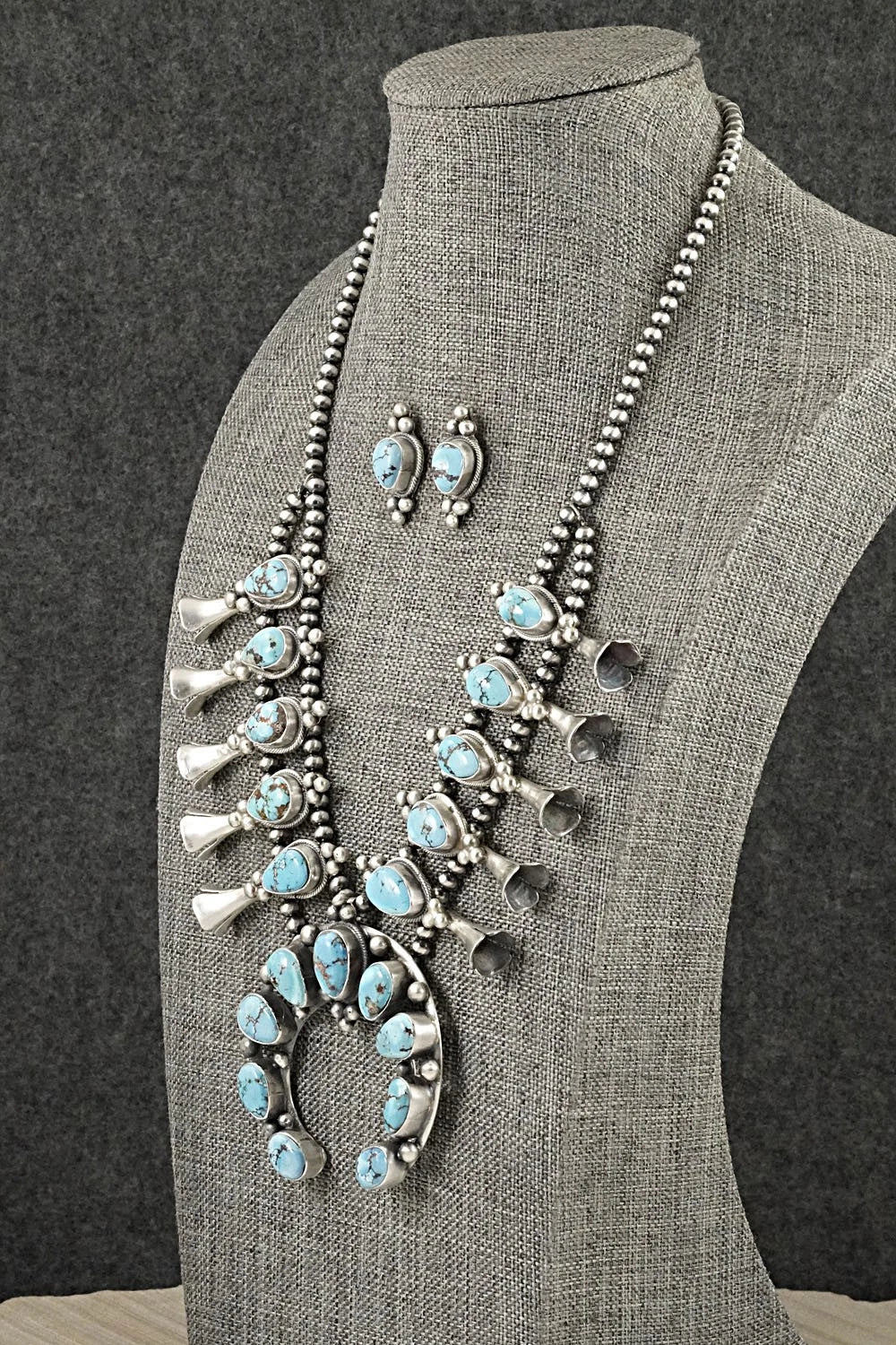 Turquoise & Sterling Silver Squash Blossom Set - Darrin Livingston
