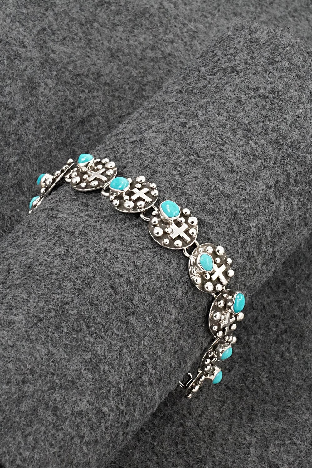 Turquoise & Sterling Silver Link Bracelet - Akee Douglas