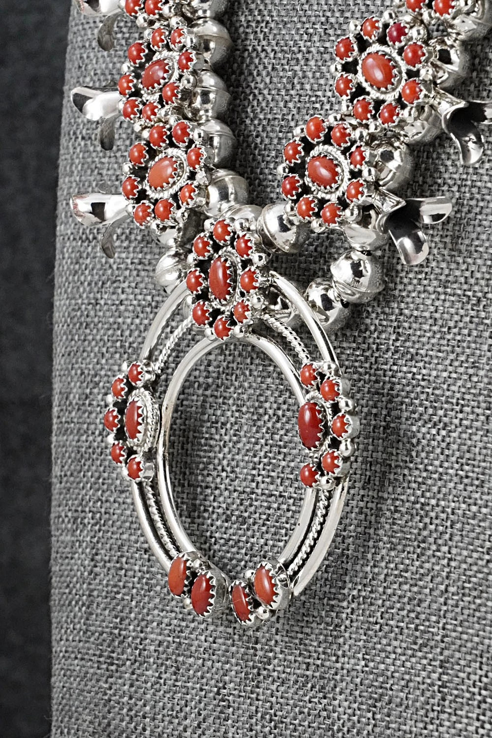 Coral & Sterling Silver Squash Blossom Set - Nathaniel Curley