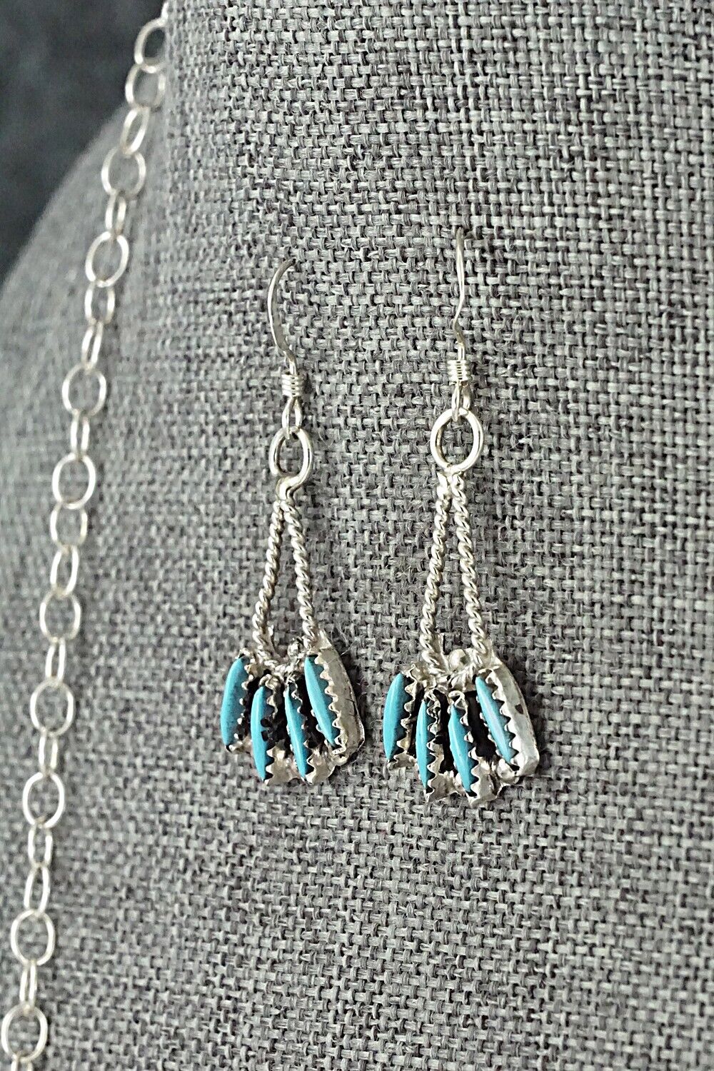 Turquoise & Sterling Silver Necklace Set - Jack Etsate