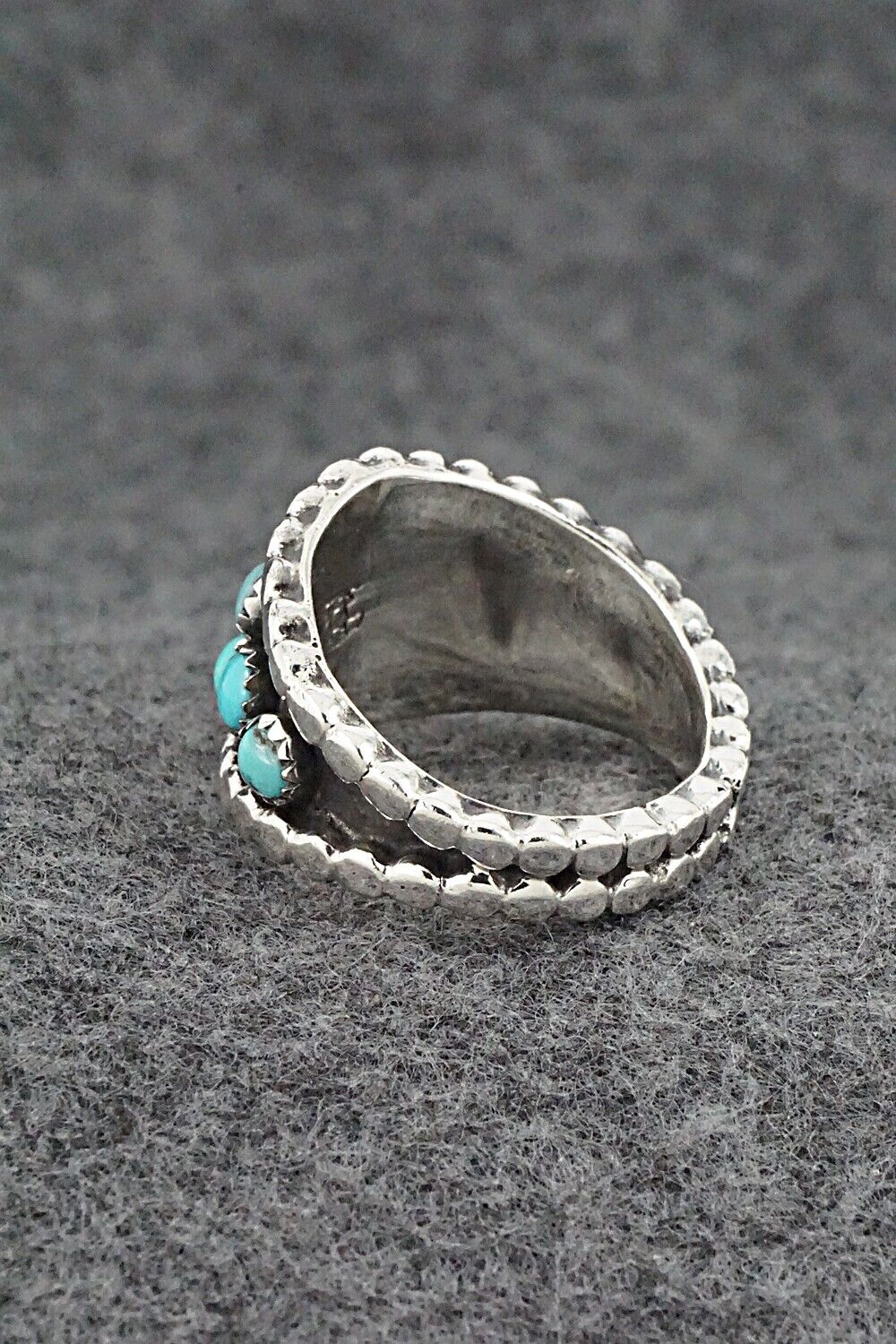 Turquoise & Sterling Silver Ring - Kenny Lonjose - Size 10