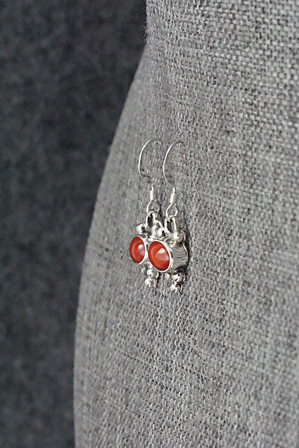 Coral & Sterling Silver Earrings - Annie Spencer