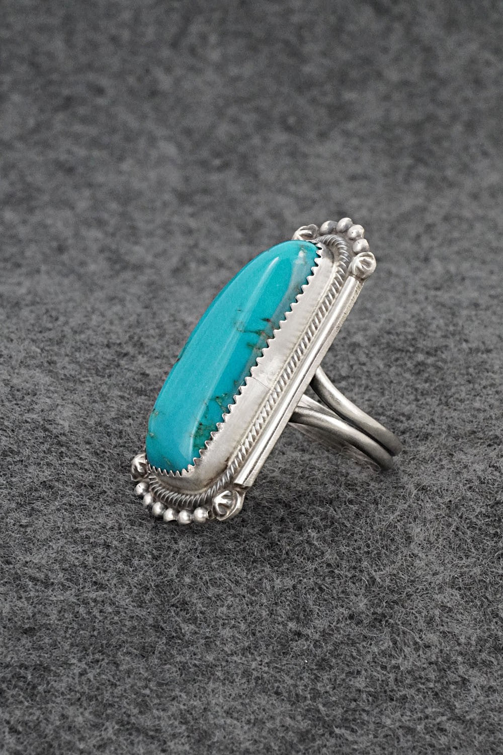 Turquoise & Sterling Silver Ring - Leslie Nez - Size 9.5