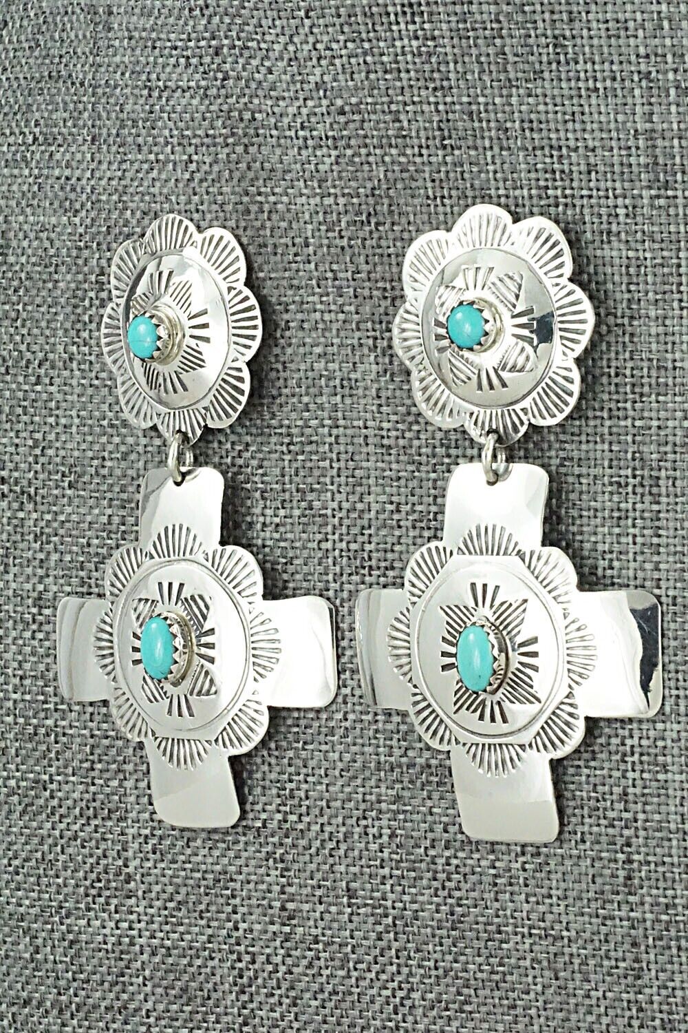 Turquoise and Sterling Silver Earrings - Bertha Begay