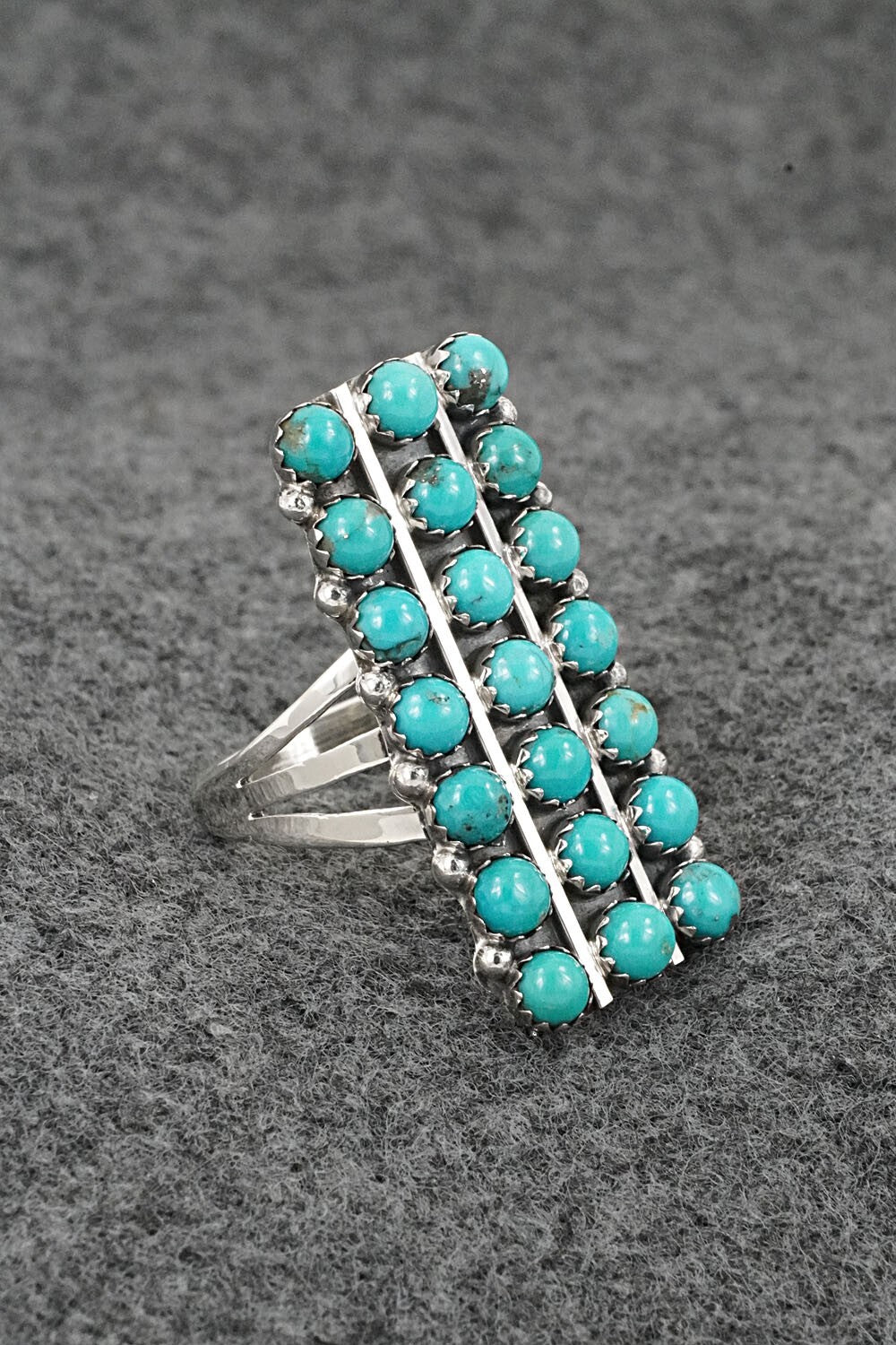 Turquoise & Sterling Silver Ring - Kenny Lonjose - Size 10