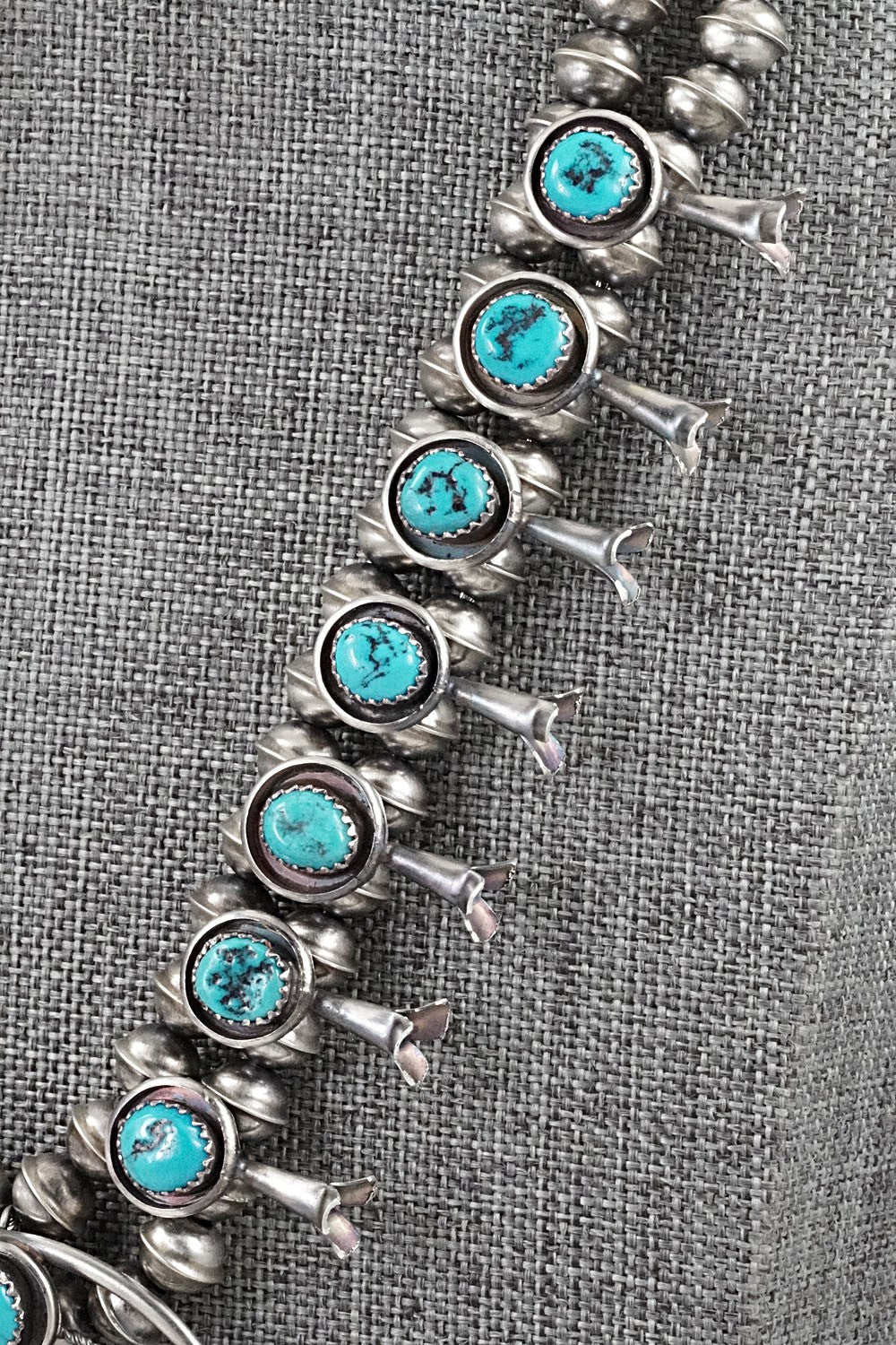 Turquoise & Sterling Silver Squash Blossom Set - Phil Garcia