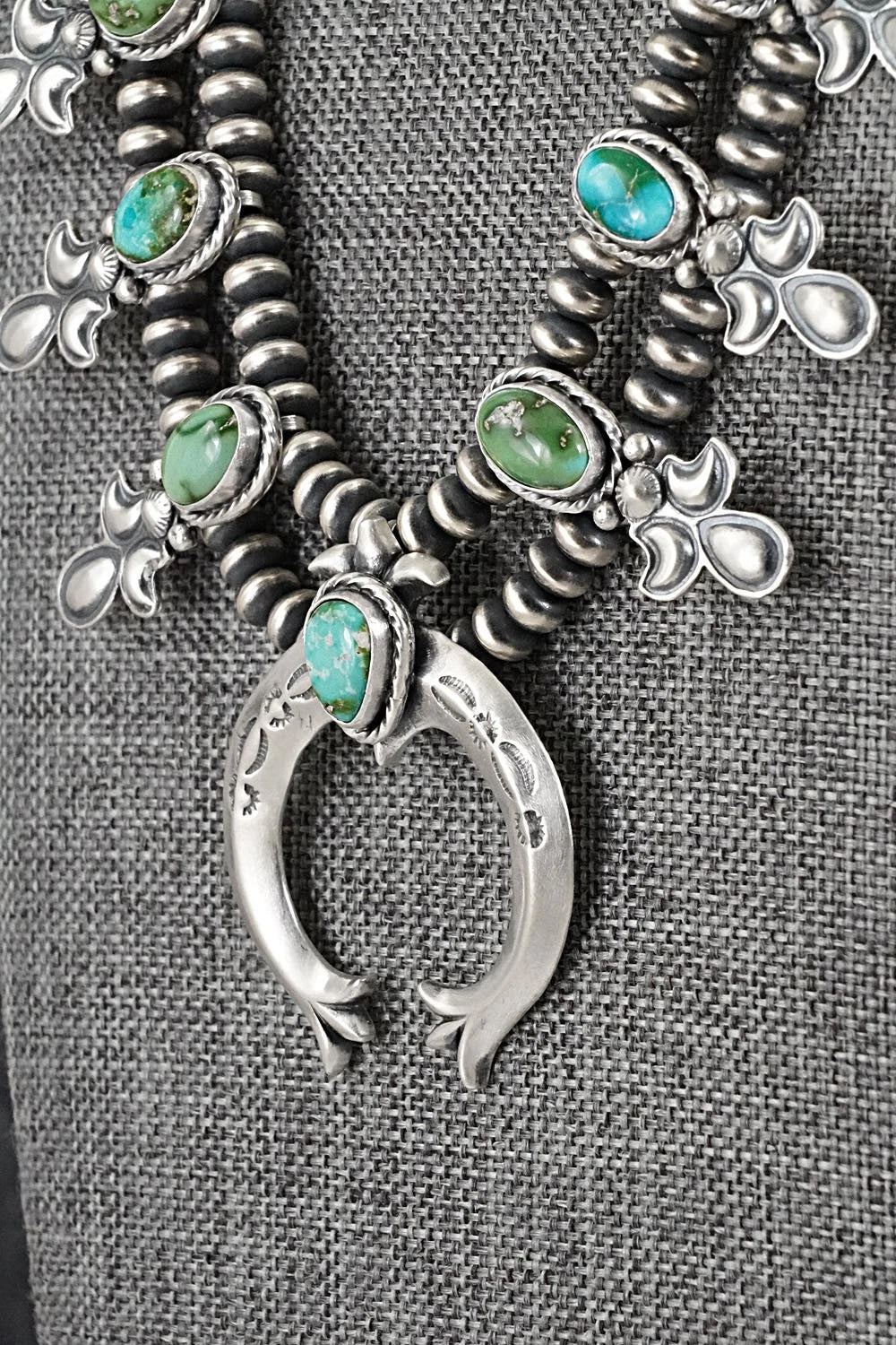 Turquoise & Sterling Silver Squash Blossom Set - Adrienne Gordon