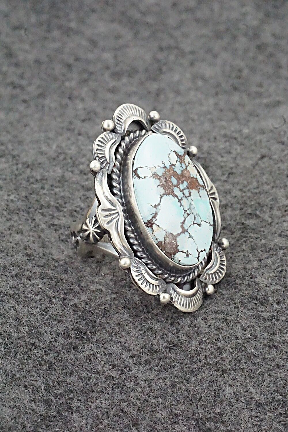 Turquoise & Sterling Silver Ring - Raymond Delgarito - Size 9