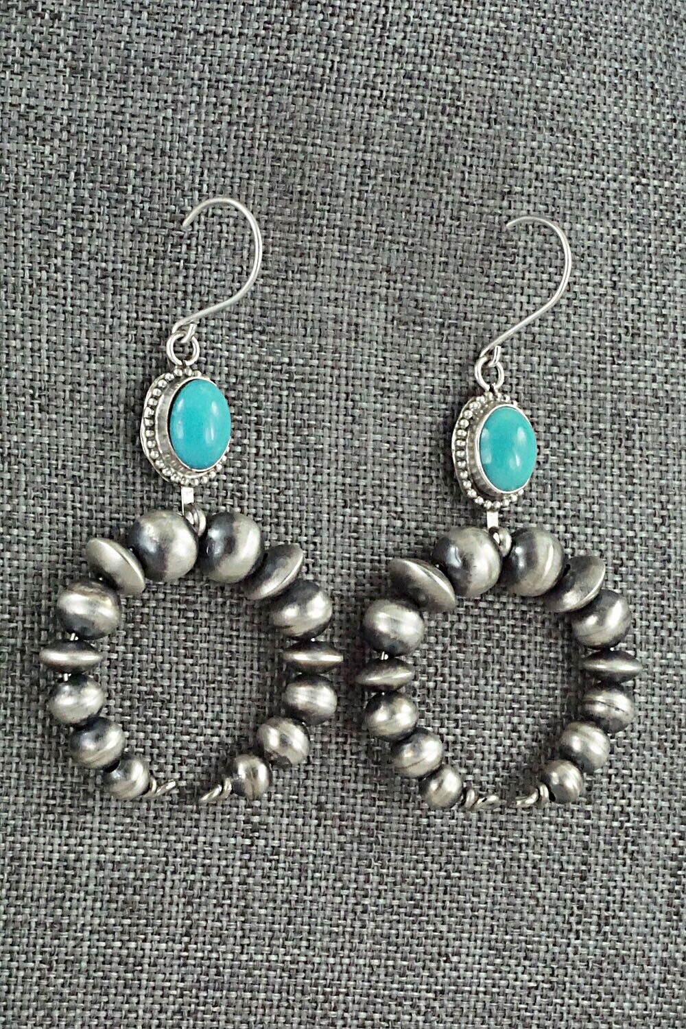 Turquoise & Sterling Silver Navajo Pearl Earrings - Grace Kenneth