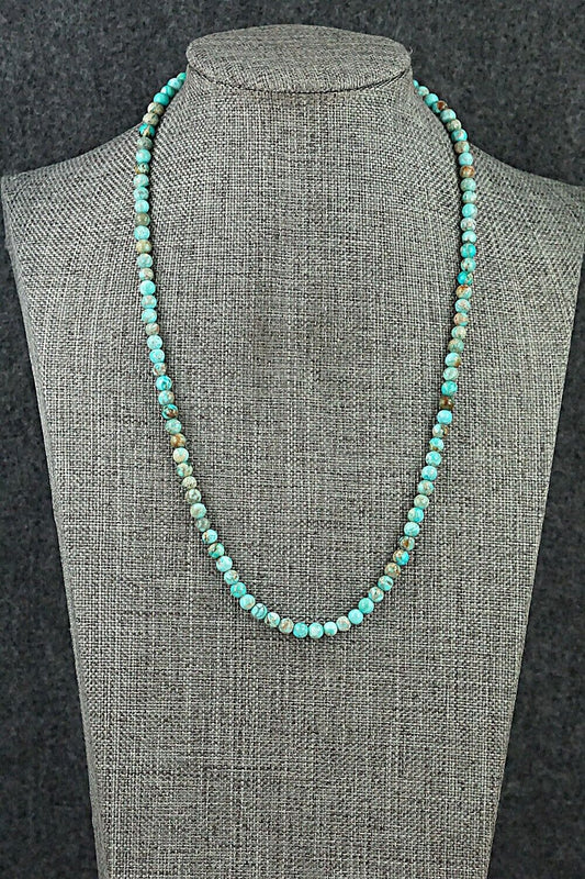 Turquoise, Shell & Sterling Silver Necklace 18" - Ramona Calavaza